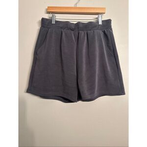 Lazy Pants Charcoal Gray Luxe Pull-On Stretch Loose High-Waisted Shorts Medium